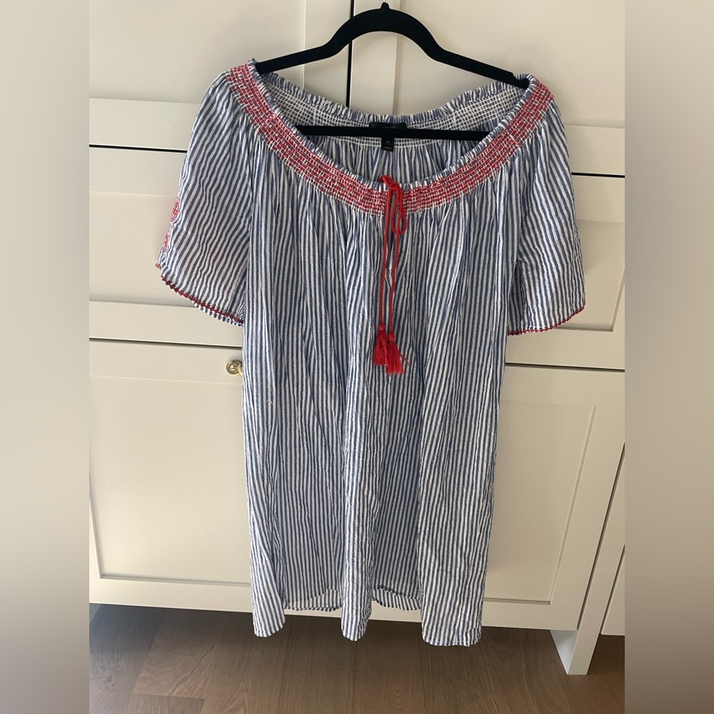 J. Crew Striped coverup with Red Accents - so cute and comfy!